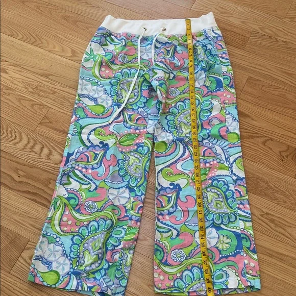 NWT! Lilly Pulitzer XL Multi conch republic linen beach pant .